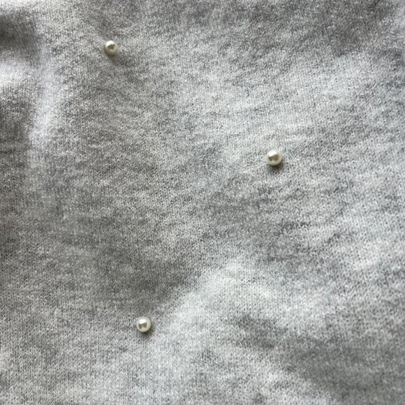 CeCe Light Gray Pearl Embellished Sweater Acrylic Blend Crewneck Womens Size XL - Picture 3 of 8